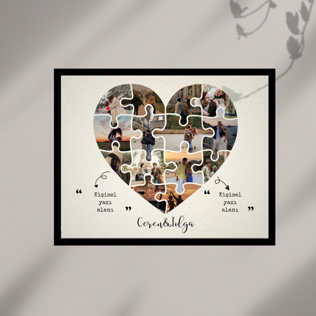 Kalpli Yapboz Fotoğraflı , Sevgiliye Romantik Hediye